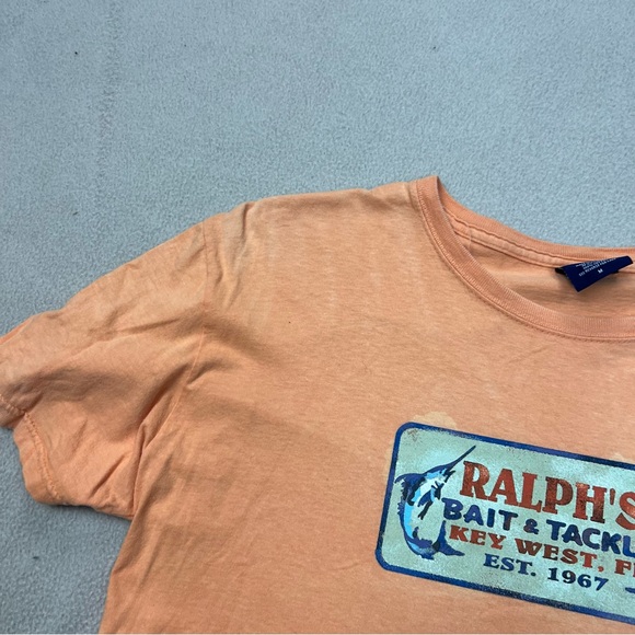 Polo Sport Ralph Lauren T-Shirt Mens Medium Orange Bait and Tackle Key West - Picture 3 of 9